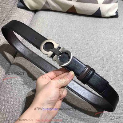 AAA Replica Salvatore Ferragamo Palladium Double Gancio Buckle Belt Price 